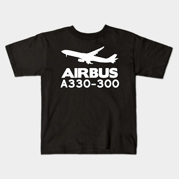 Airbus A330-300 Silhouette Print (White) Kids T-Shirt by TheArtofFlying